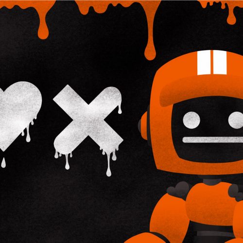 An illustration of the title image of the show Love, Death and Robots for an article about its second volume. (Illustration by Lexey Gonzalez, Wichita State University)