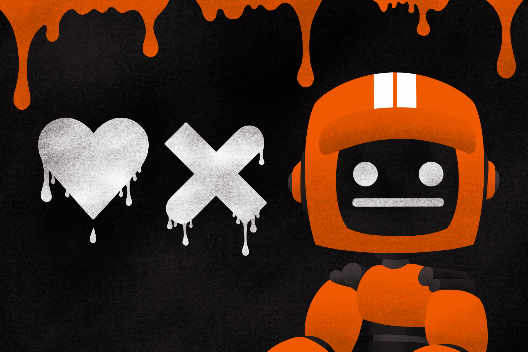 An illustration of the title image of the show Love, Death and Robots for an article about its second volume. (Illustration by Lexey Gonzalez, Wichita State University)