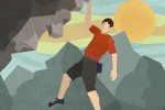An illustration of Honnold and his athletic achievements.