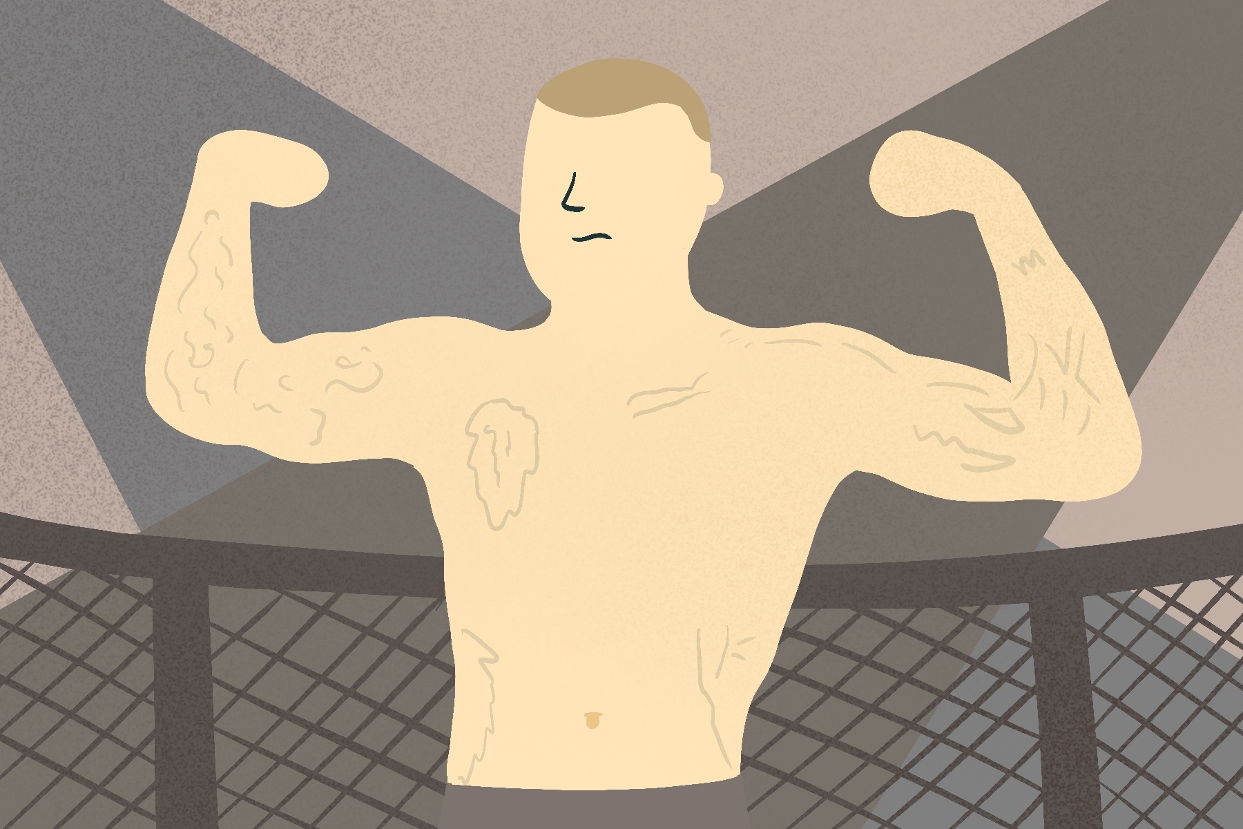 illustration of anthony smith flexing his muscles in the fighting ring