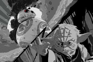 An illustration of BB-8 and Yoda from "Star Wars." (Illustration by Olivia Luo, The Ohio State University)