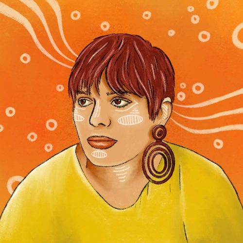 An illustration of musical artist Yebba for an article about her latest release, "October Sky." (Illustration by Katelyn McManis, Columbia College Chicago)