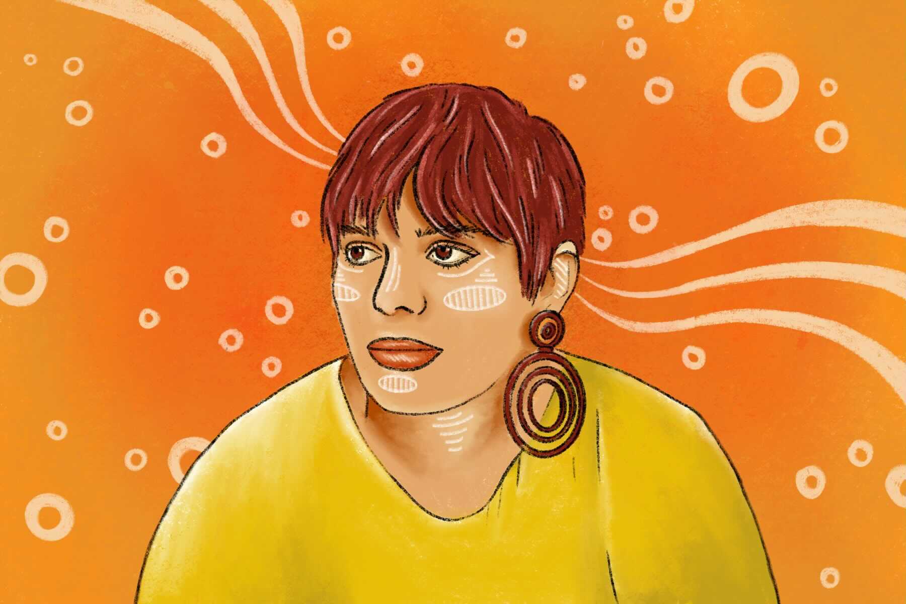 An illustration of musical artist Yebba for an article about her latest release, "October Sky." (Illustration by Katelyn McManis, Columbia College Chicago)