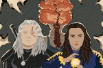 a Netflix sci-fi/fantasy adaptations - an illustration of two characters from The Witcher