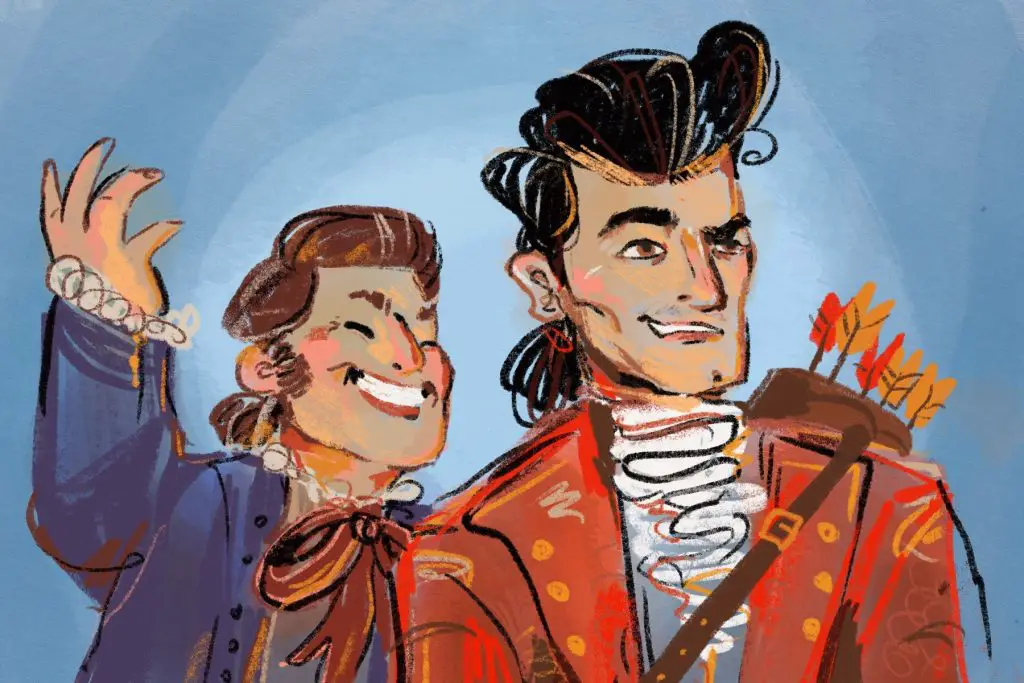 An art piece of LeFou (left) and Gaston (right) from Disney's Beauty and the Beast.