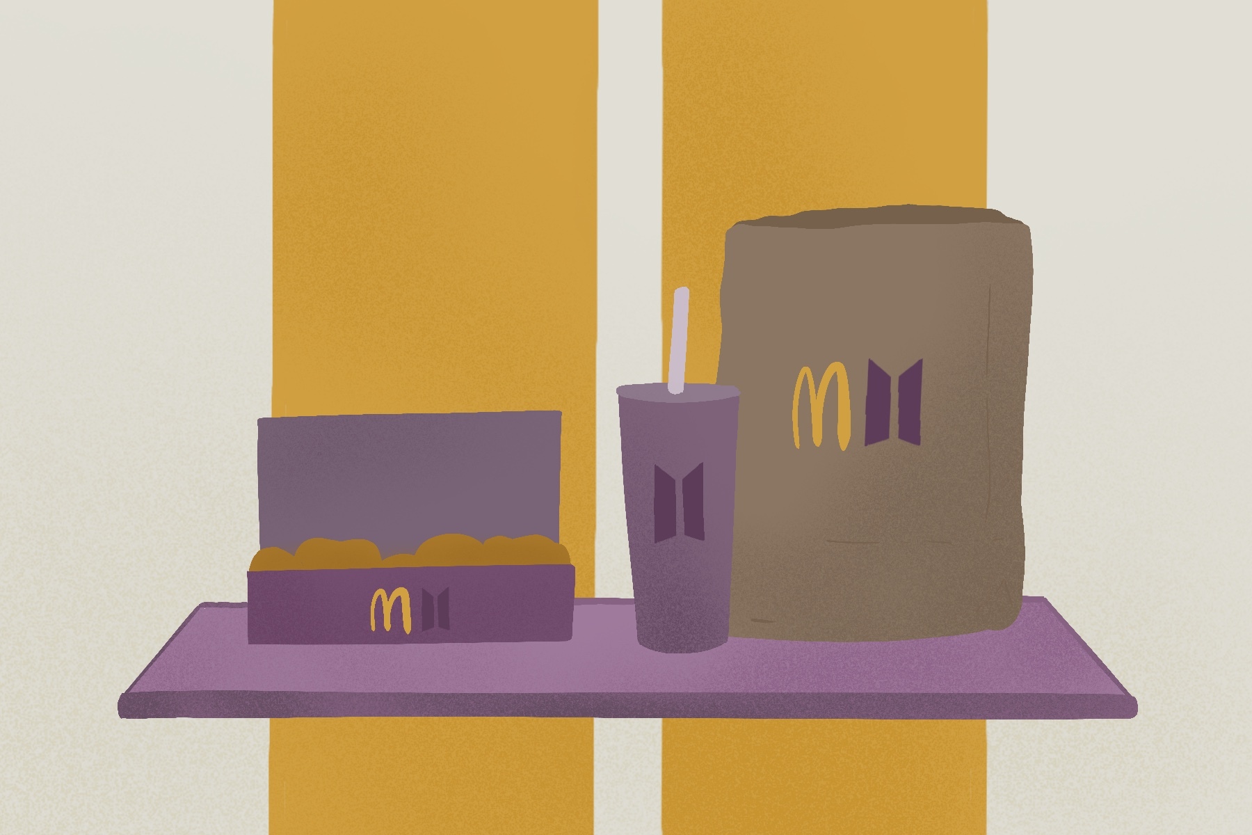 An illustration of the BTS x McDonald's meal.