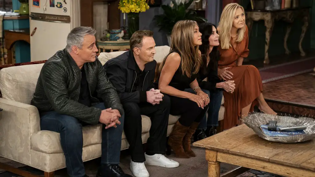 A screenshot of the 'Friends: the Reunion' special which recently premiered on HBO Max