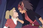 In an article about the enemies-to-lovers trope, a screenshot of Catra and Adora from She-Ra and the Princess of Power