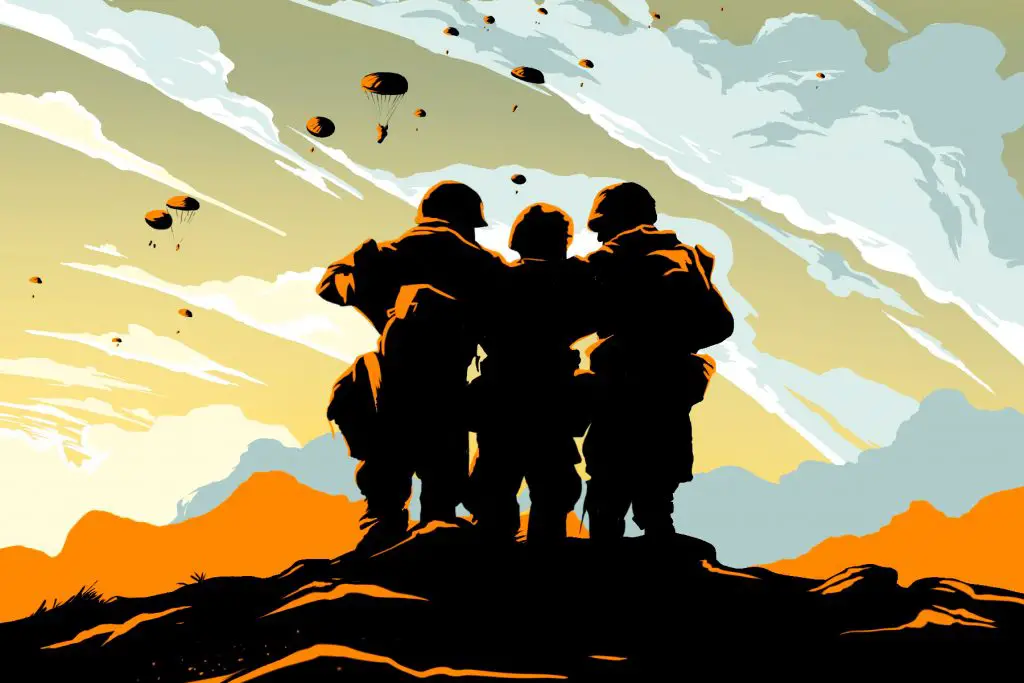 An illustration of soldiers in Band of Brothers.