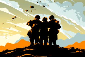 An illustration of soldiers in Band of Brothers.