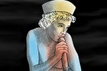 Mirroring the Could Cry Just Thinkin About You music video, a stylize illustration of singer Troye Sivan shows him leaning on the edge of a pool wearing a white sailor hat and holding a microphone.