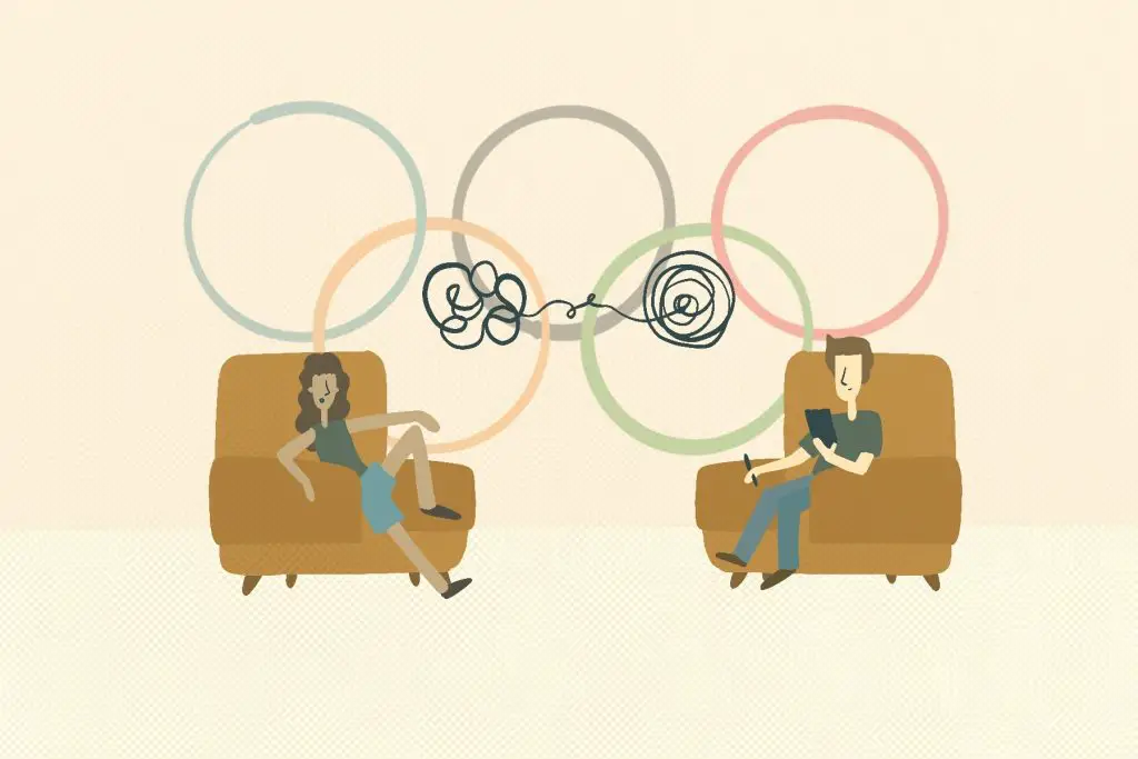 Illustration of Simone Biles in a therapy session.