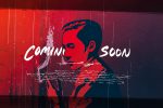 An illustration exemplifying movie trailers depicts a character smoking a cigarette in an artistic red filter, overlaid by the words "Coming soon."