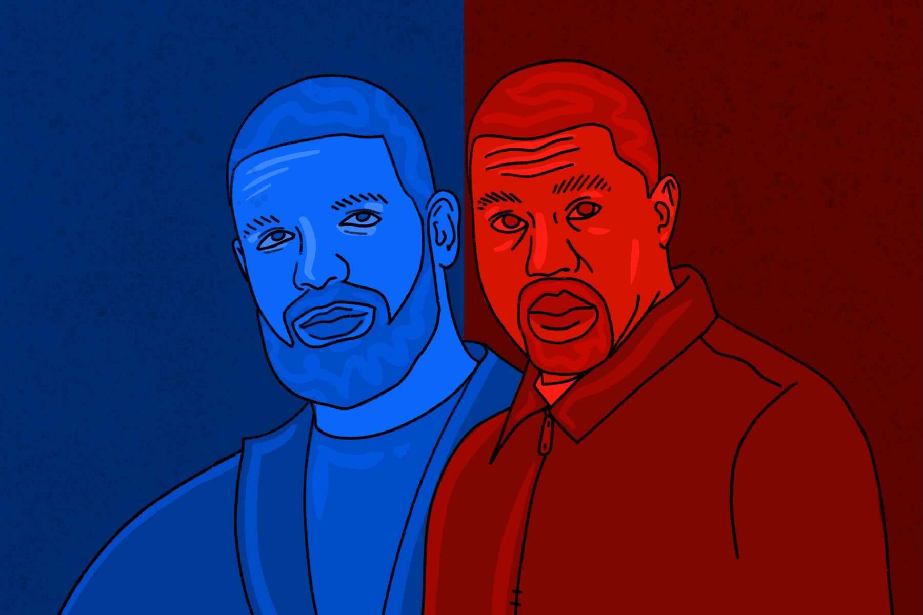 Illustration Drake and Kanye West