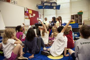 in article about school devices, a classroom with students