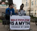 An image of Steven Crowder during one of his 'Change My Mind' segments