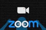 Zoom logo with a person looking through the O's