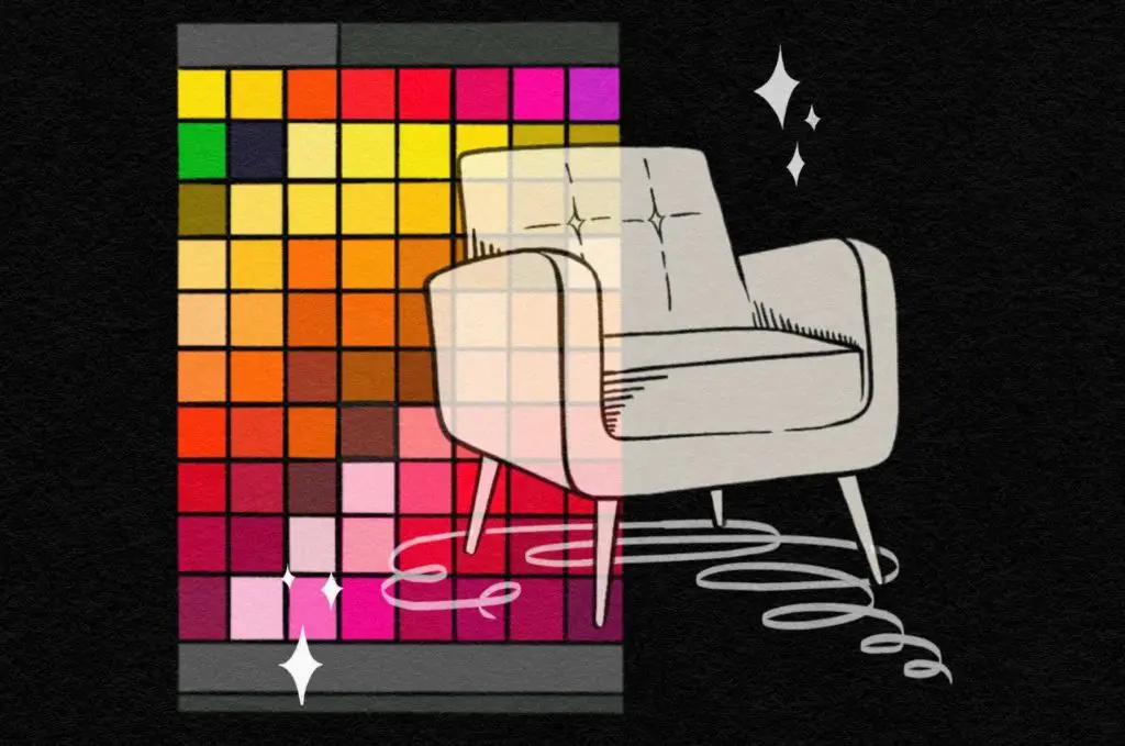 A color palette behind an armchair for an article about your home environment.
