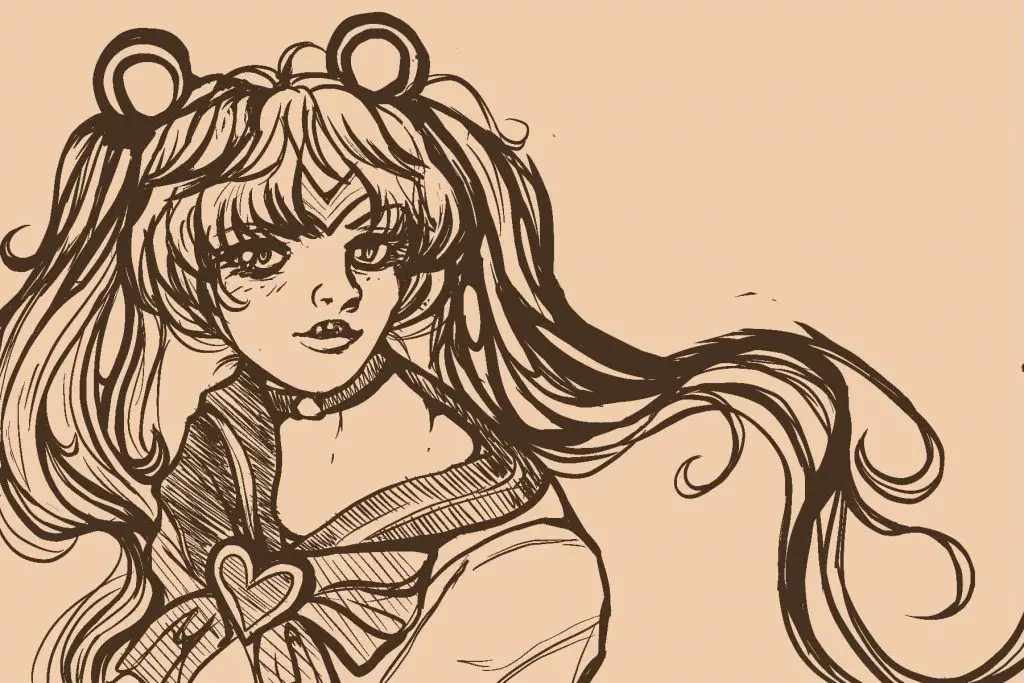 Illustration of Sailor Moon, a character from an early 2000s anime