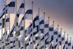 in an article about the monopoly of the Finnish state over gambling, a row of Finnish flags