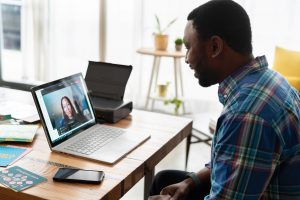 in article about learning a foreign language, a man on a laptop