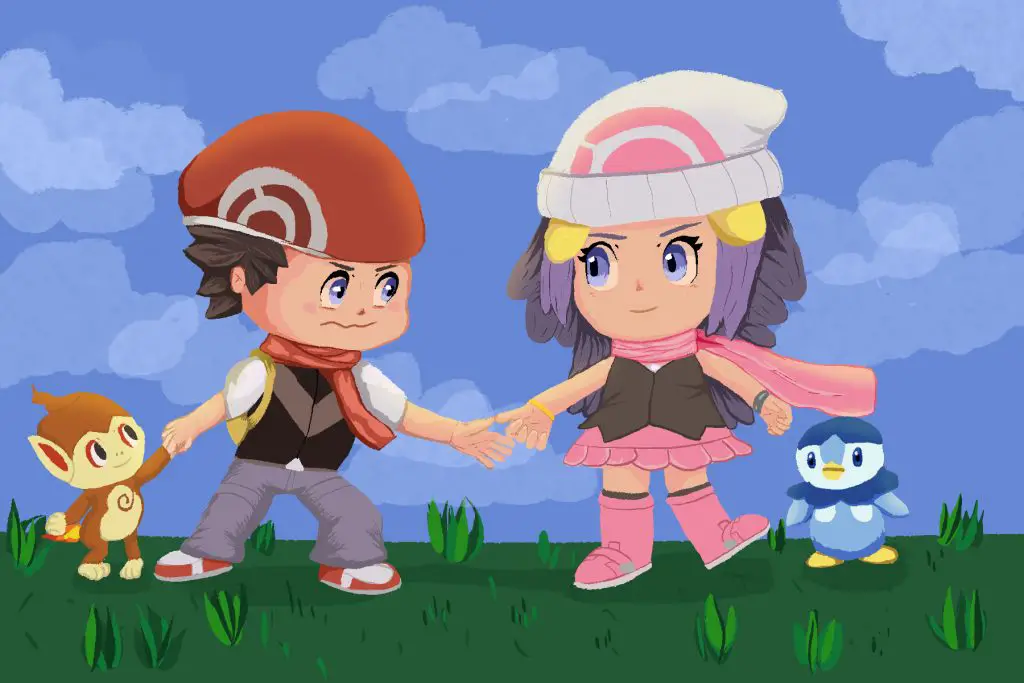 An illustration of Pokémon trainers.