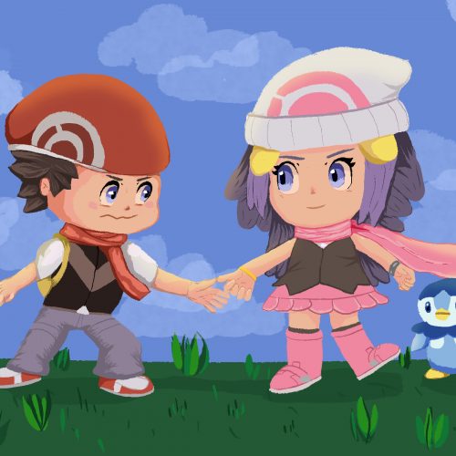 An illustration of Pokémon trainers.