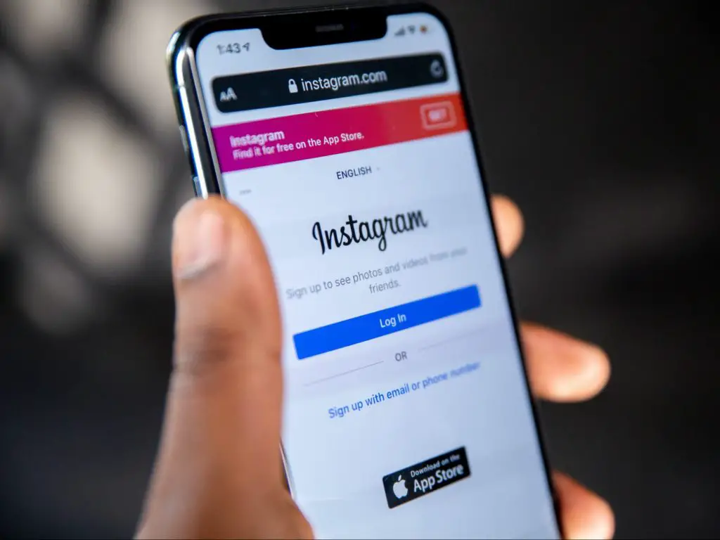 A photo of the Instagram login page on a phone