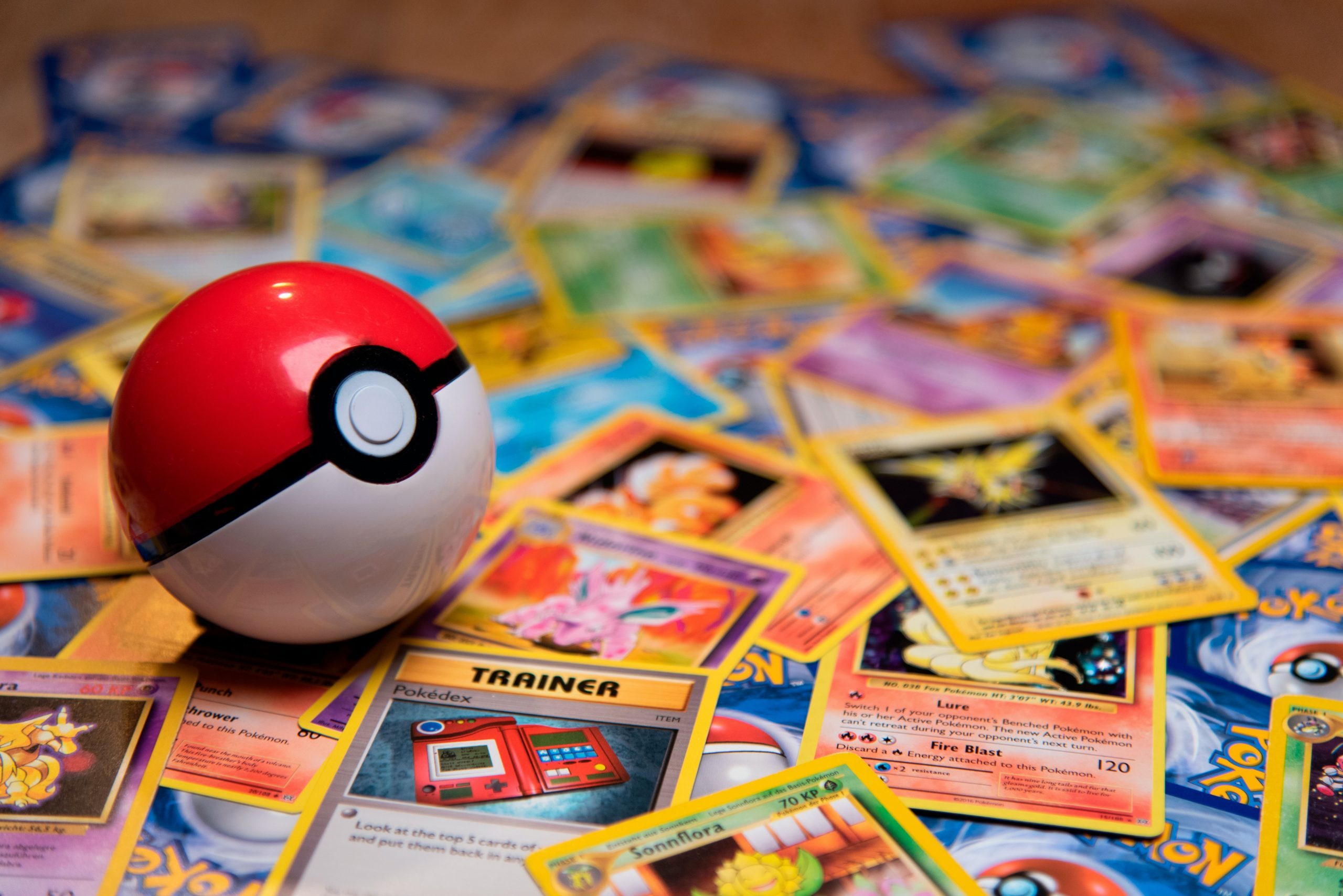 Photo of Pokémon trading cards.