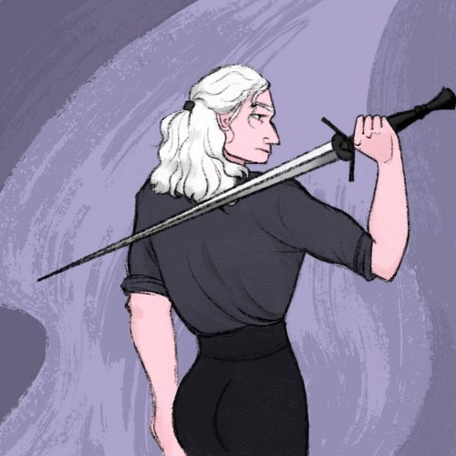 Geralt from The Witcher with a sword