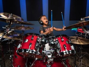 Justin Wilson II playing drums