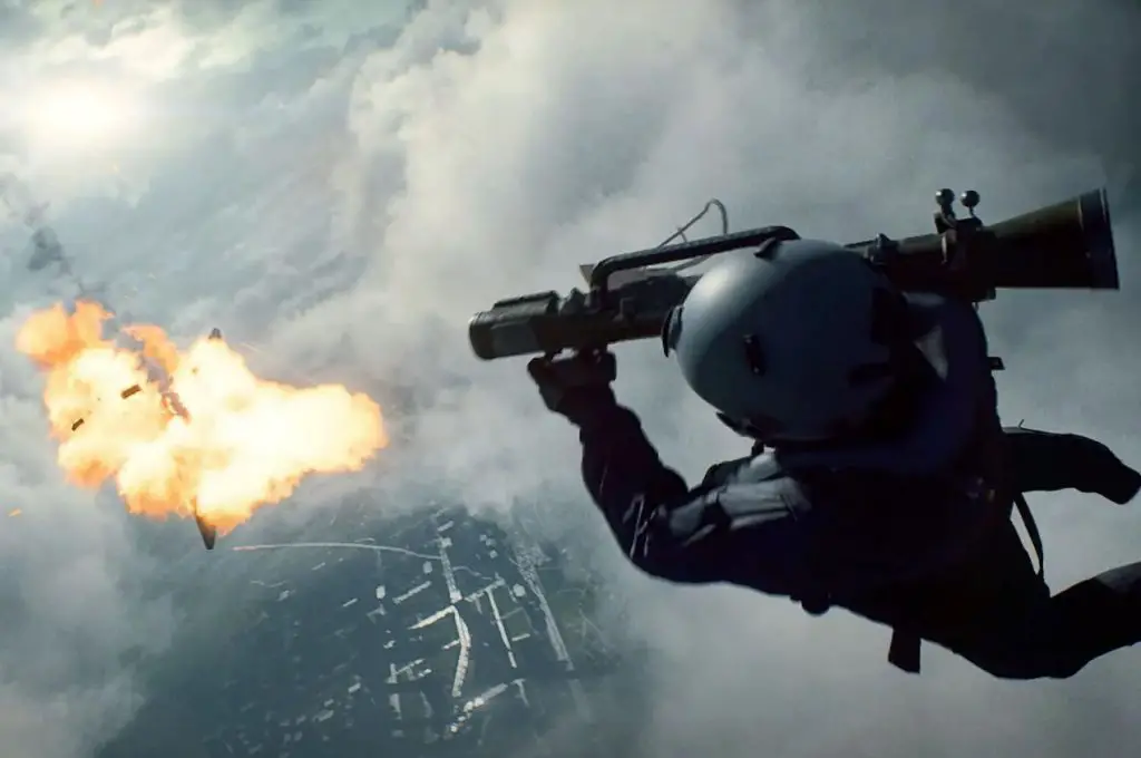 Photo of a man shooting down a plane from the game Battlefield 2042