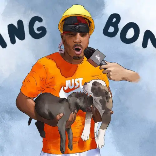 Illustration of a man in a hardhat, who is credited with starting the viral "bing bong" TikTok audio.