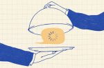 In an article about servers an illustration of a text bubble served on a platter