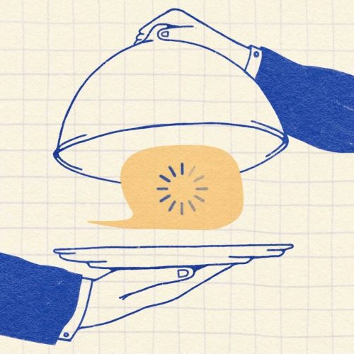In an article about servers an illustration of a text bubble served on a platter