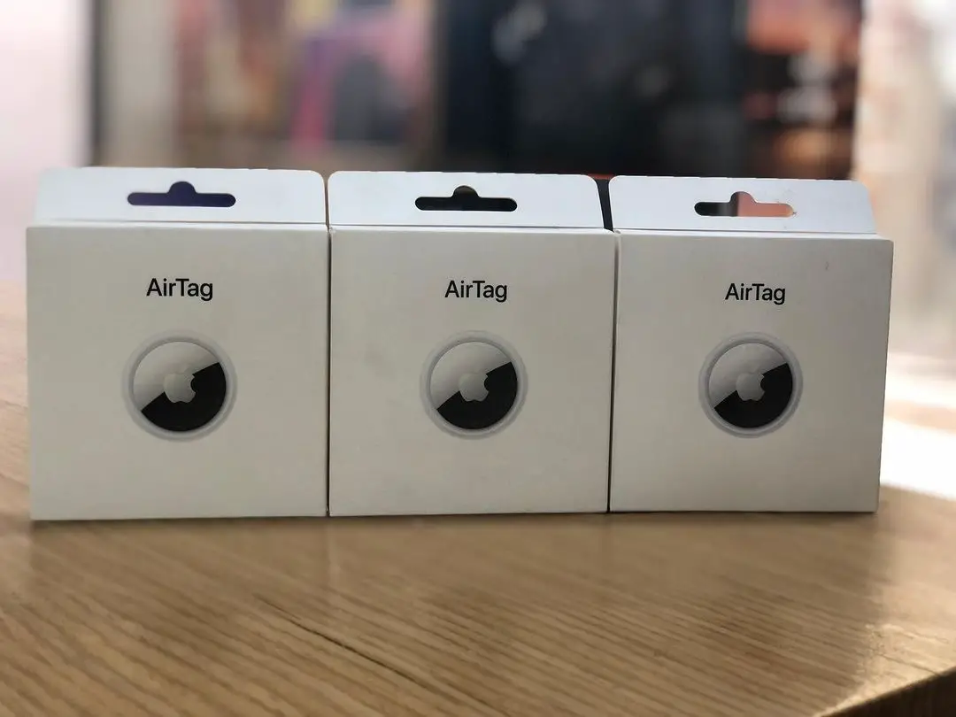 The boxes of Apple AirTags on a table