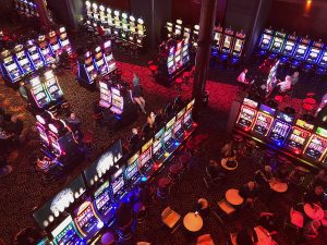 rows of slot machines