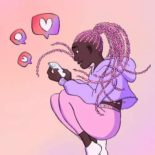 in article about lgbtq+ safe space accounts, an illustration of someone looking at their phone