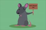 in an article about rights for rats, an illustration of a rat holding a sign that reads Don't Dissect Me