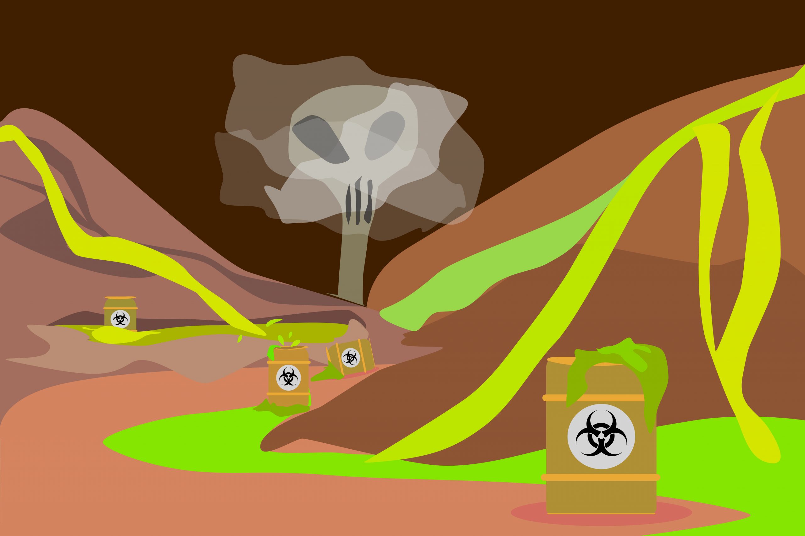 Illustration of toxic waste from toxic sites