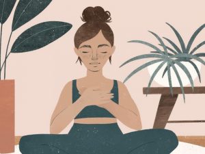 illustration of empaths meditating in pink room