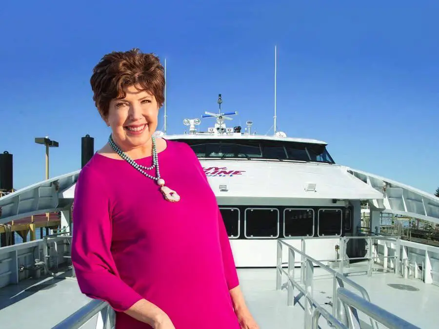photo of mary kay andrews on a boat