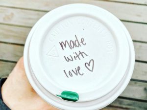 Photo of Starbucks cup with message written on top