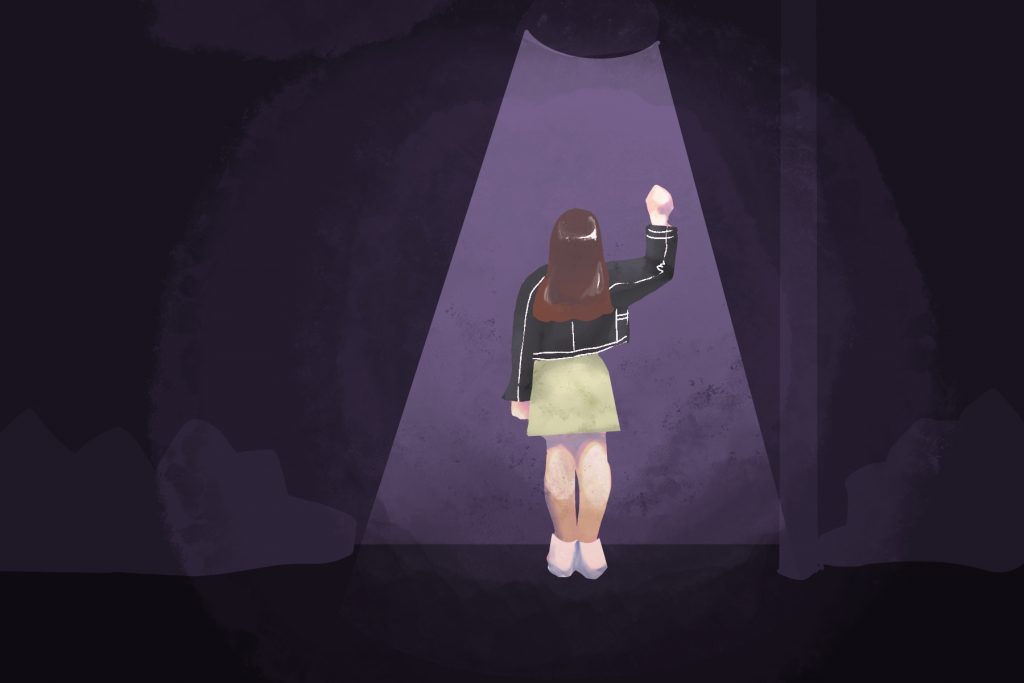 An illustration of a scene from Euphoria with the curtain closing on its second season.