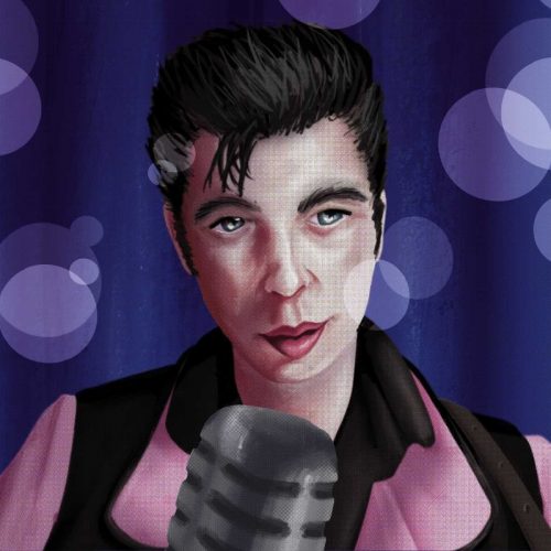 An illustrated portrait of Elvis, one of the most iconic musicians