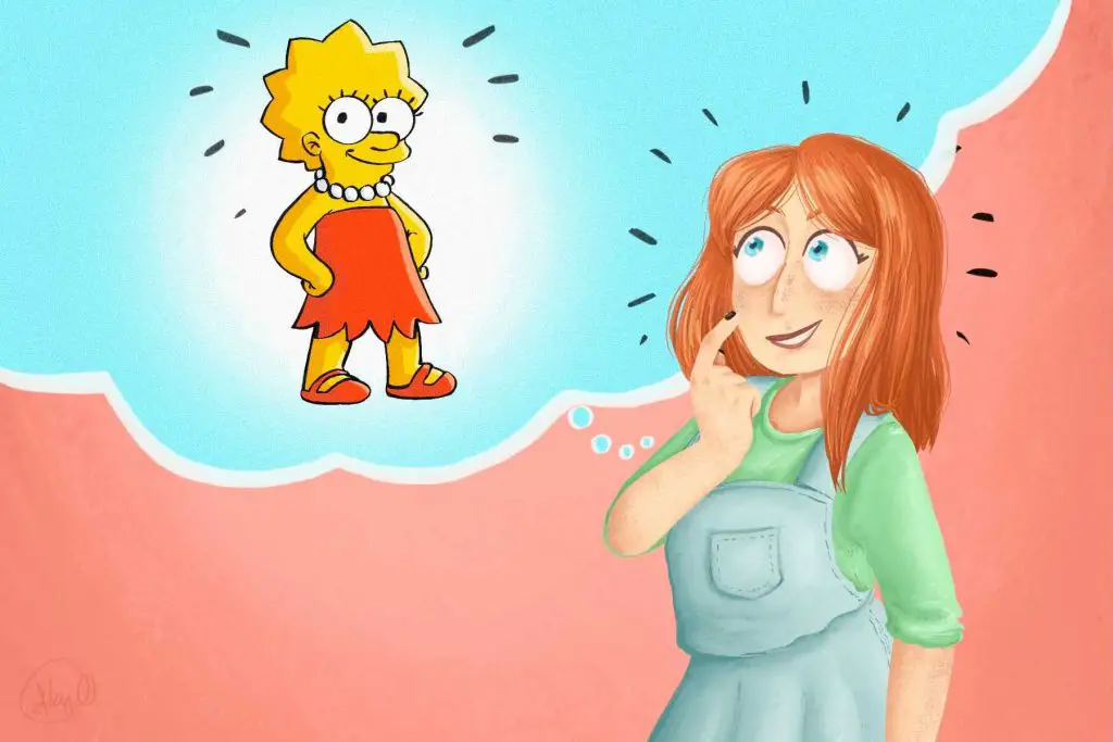 An illustration of a girl who is inspired by Lisa Simpson