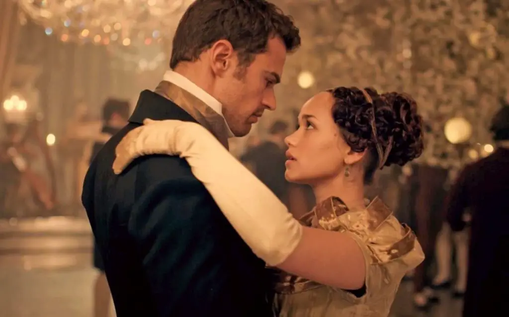 Main characters from the latest Netflix Austen adaptation Sandition where hero and heroine are dancing