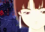 Girl (Lain) staring directly at audience a serious exppression on her face.
