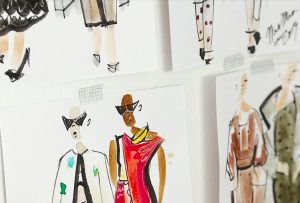 snapshot of fashion design illustrations showing female fashion icons.