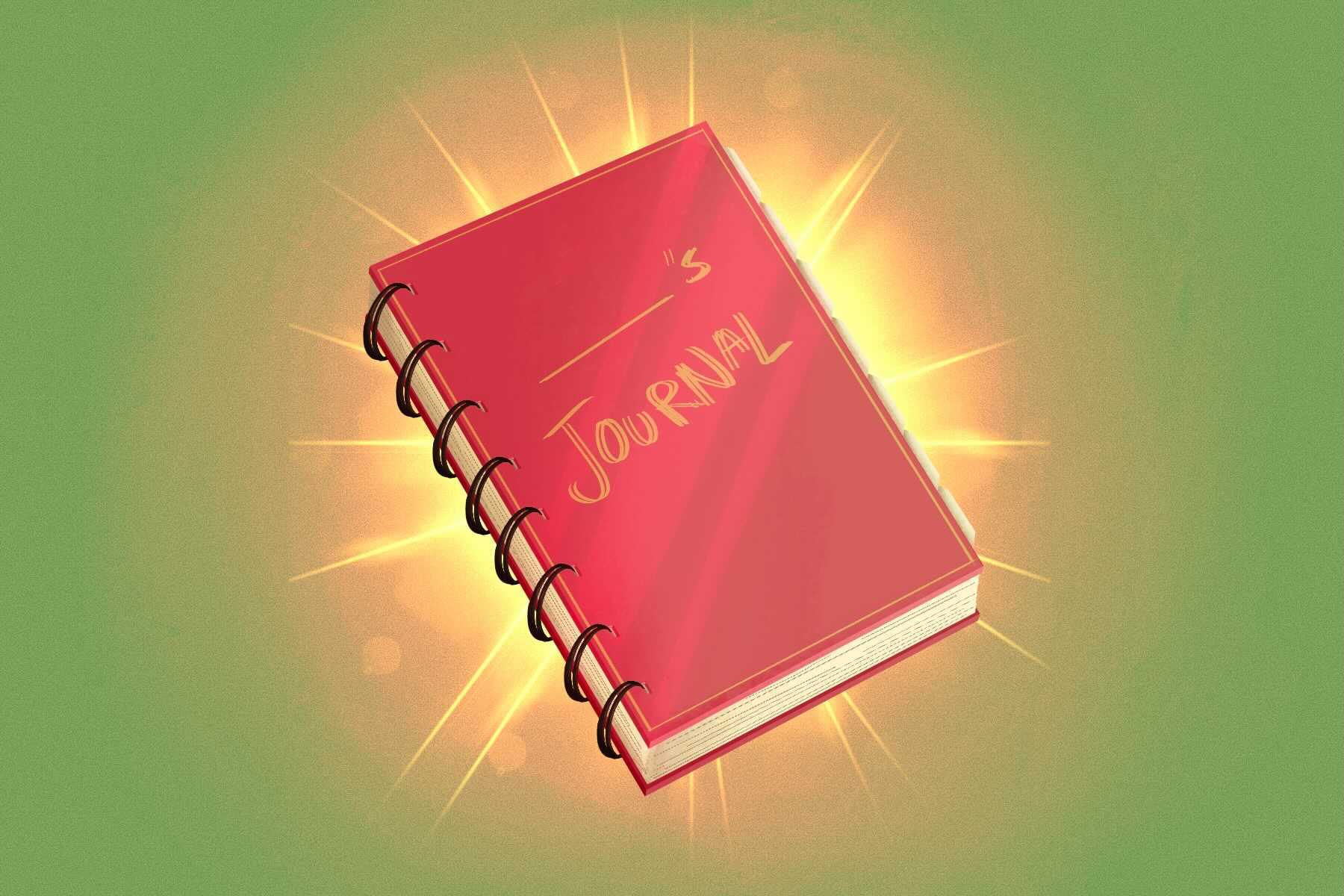 An illustration of a red journal.
